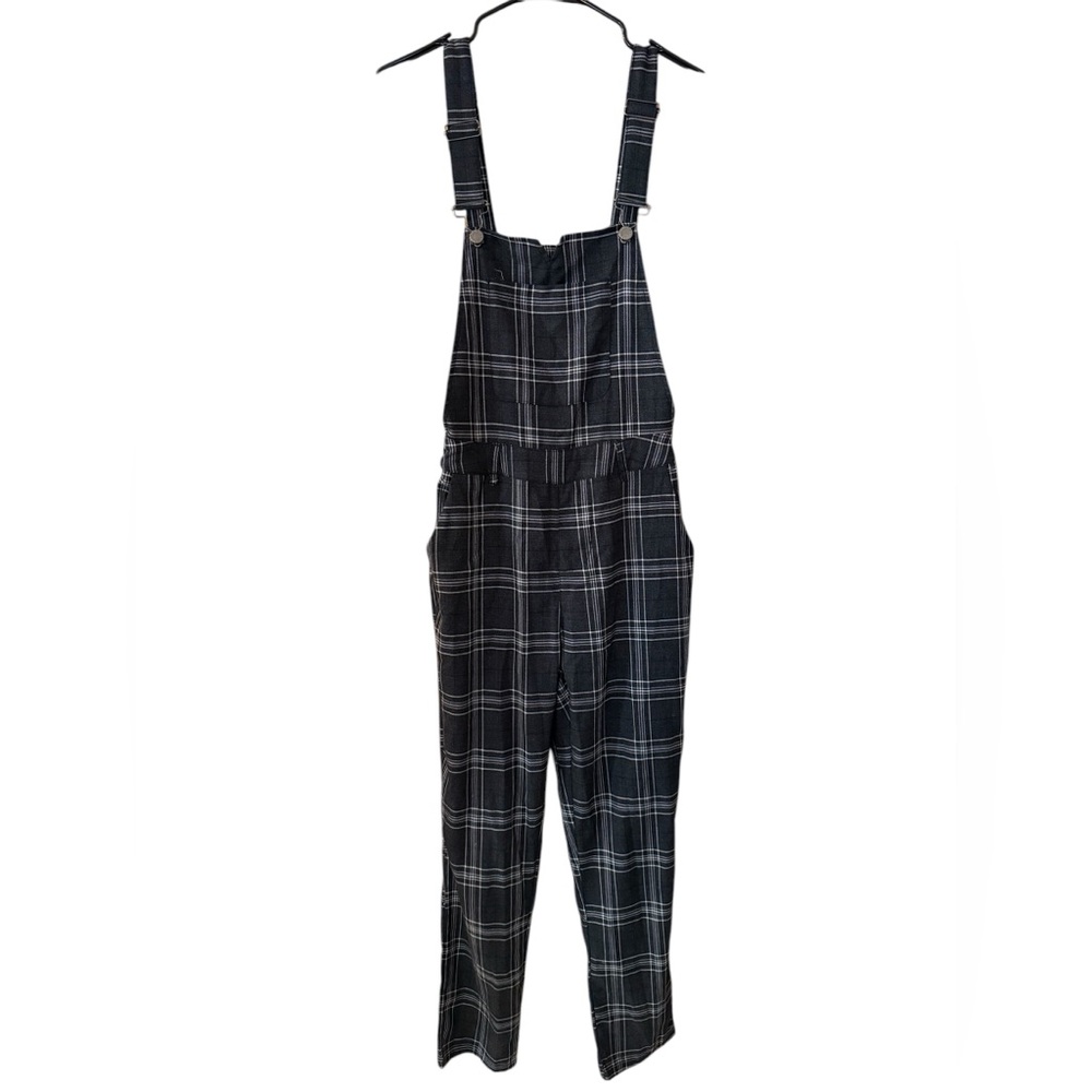 Disturbia Black & Gray Plaid Adjustable Strap Jumpsuit - Picture 4 of 13